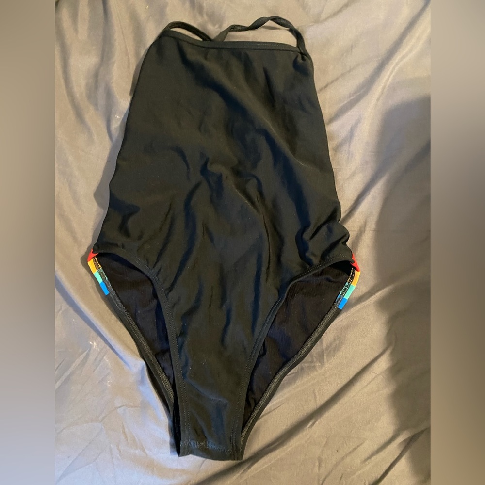 Like new Rare Jolyn Bodhi Tie Back Black Contrast Onesie Swimsuit Size 30!